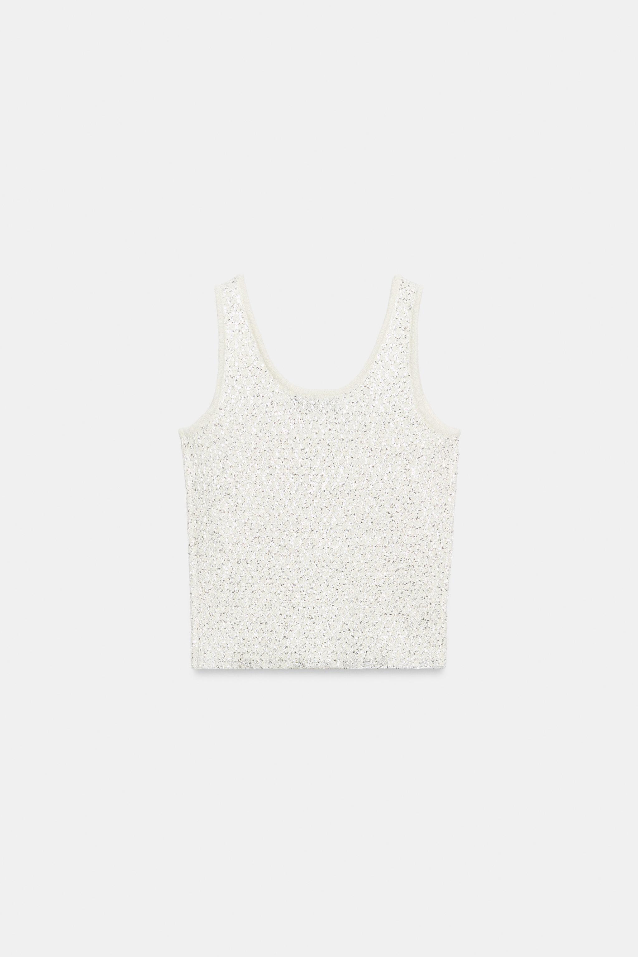 METALLIC THREAD SEQUIN KNIT TOP